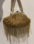 Gold Bead Fringe Clutch