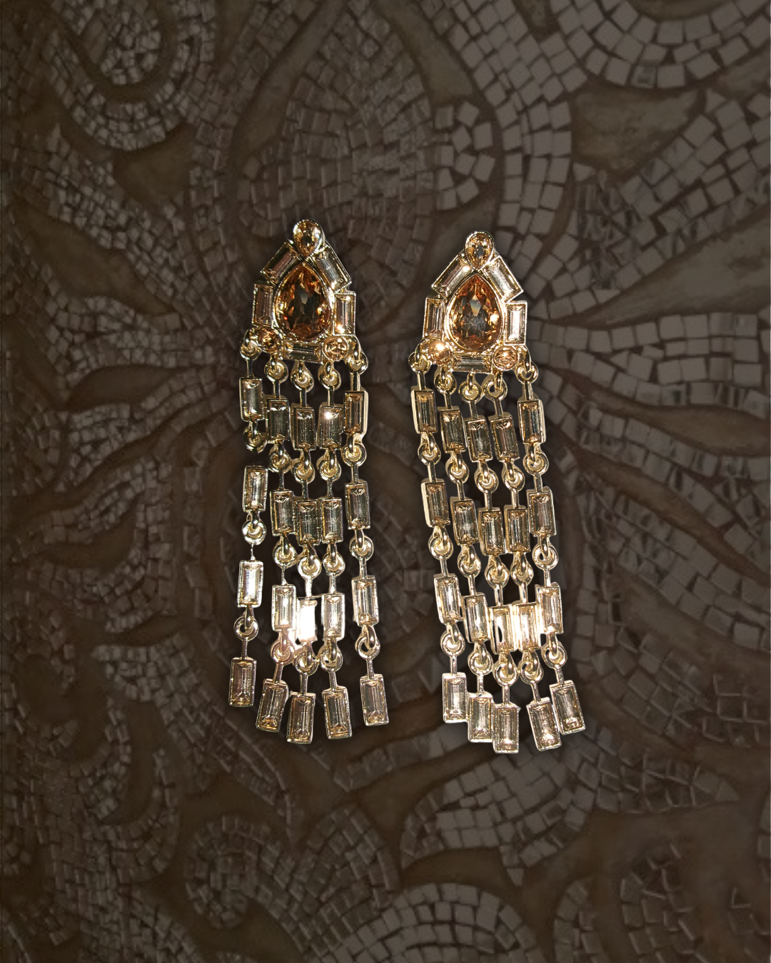Gold Gem Drop Earrings