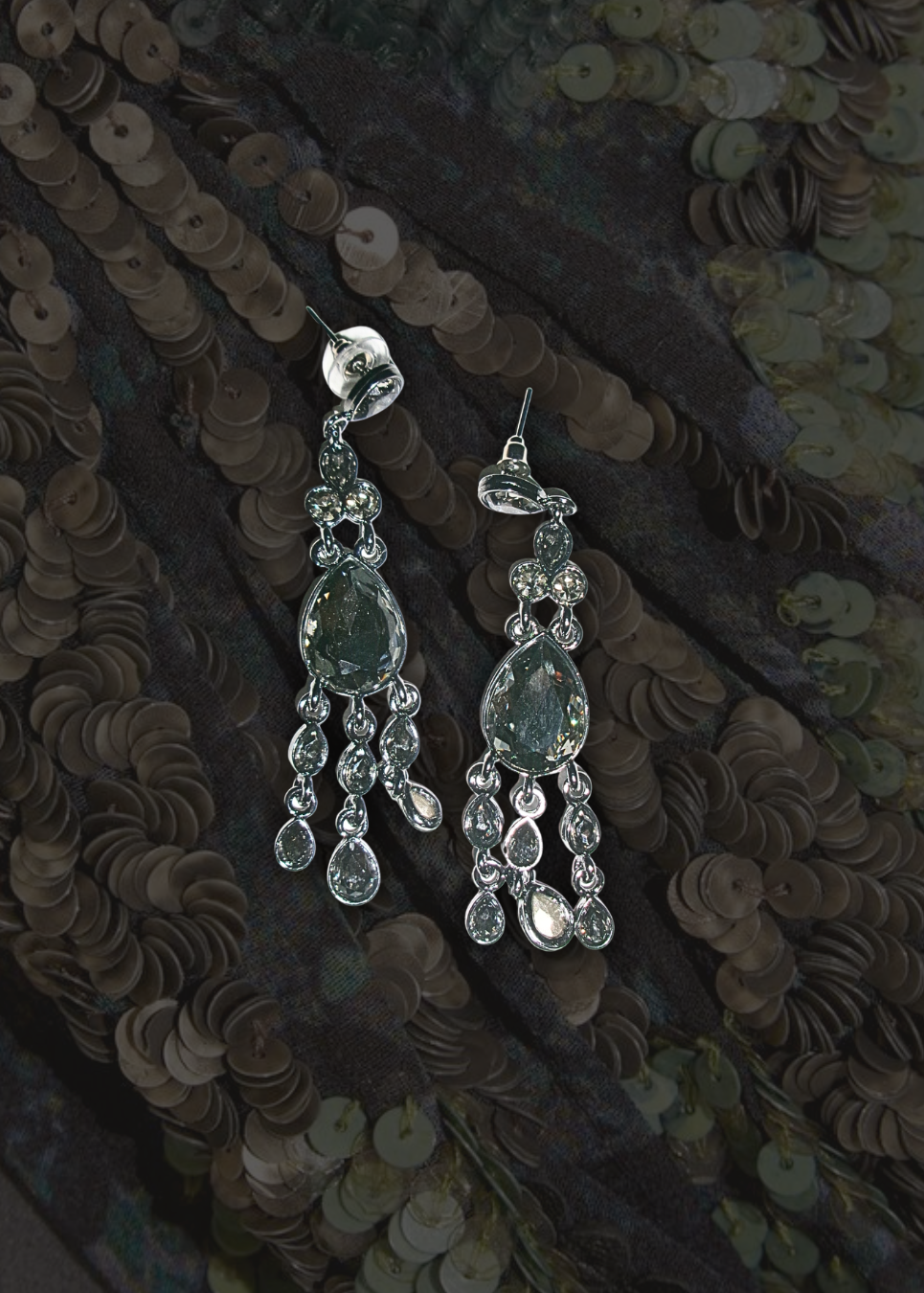 Silver Gem Drop Earrings