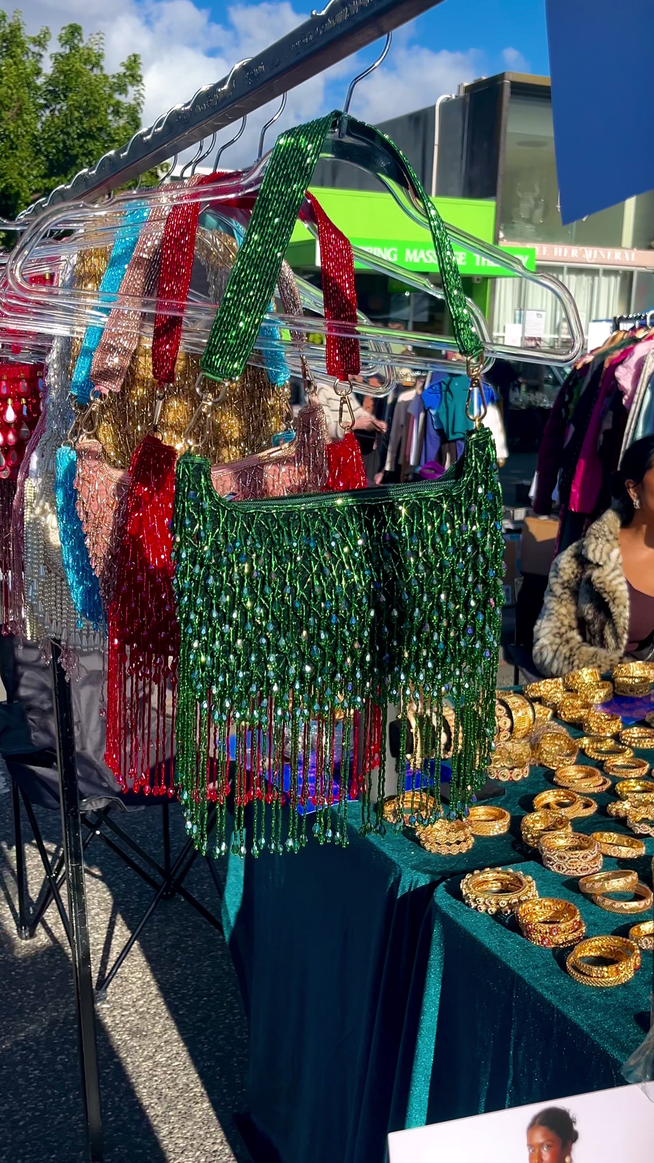 Green Beaded Handbag