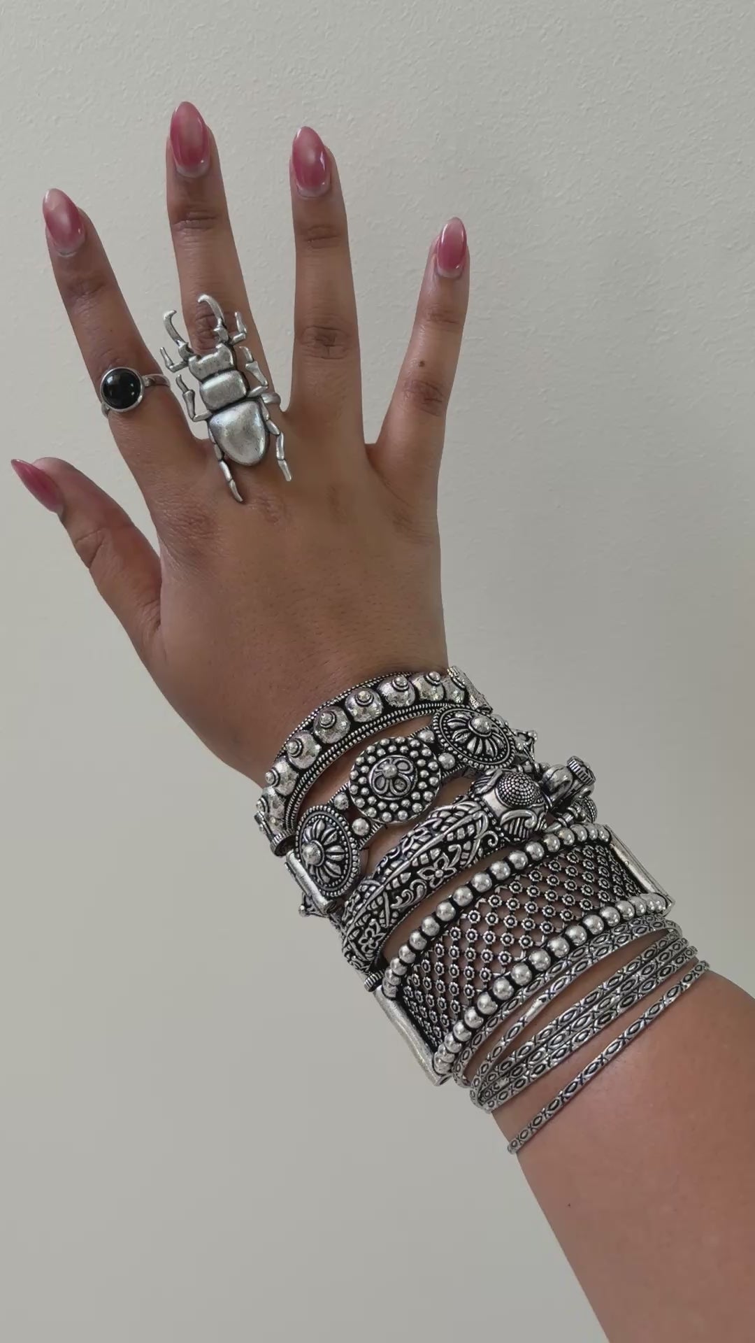 Silver Bangle Stack
