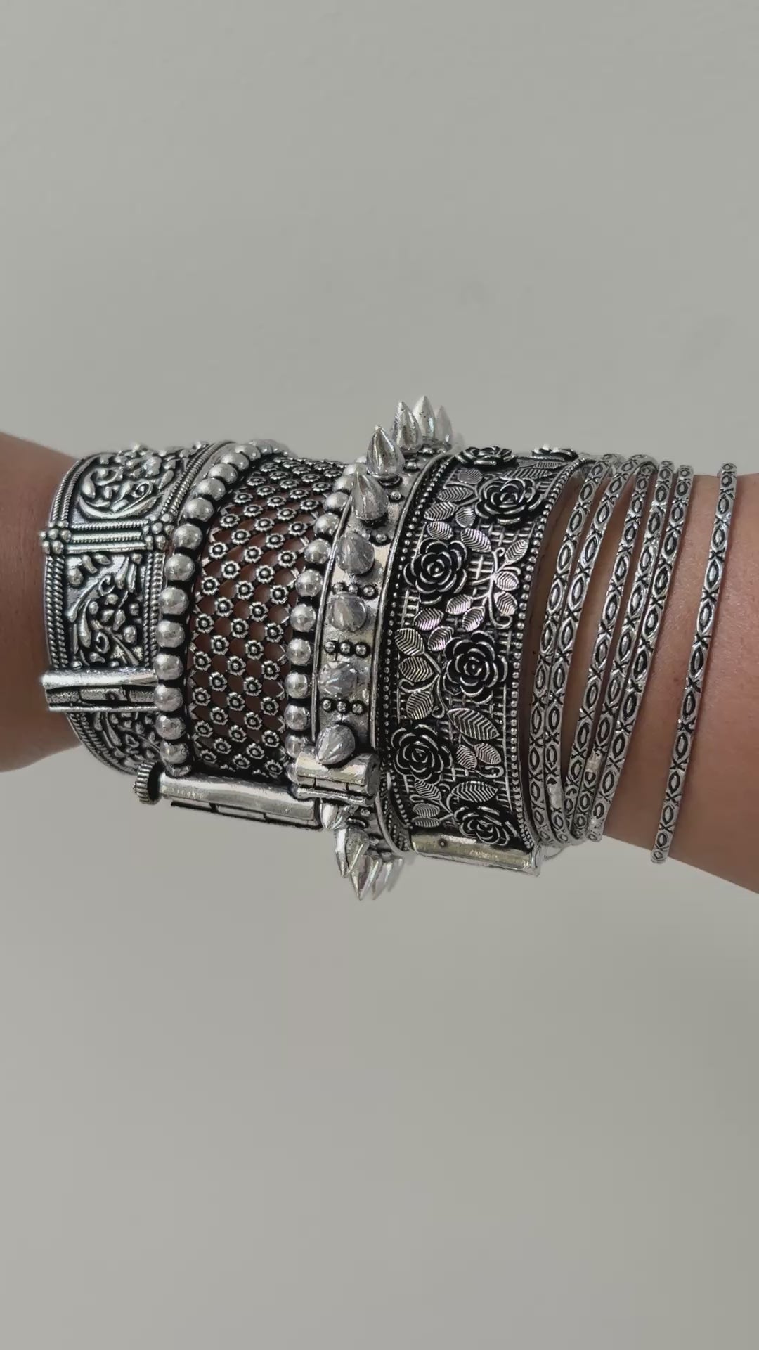 Silver Bangle Stack