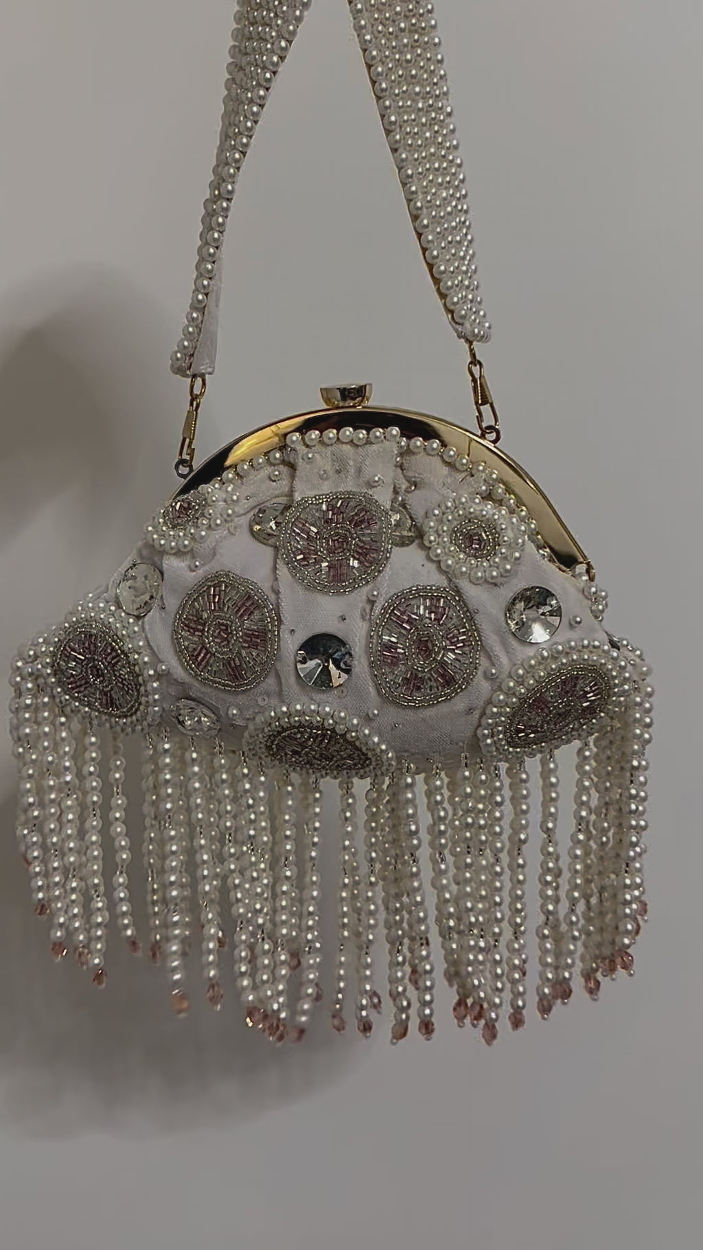 White Circle Beaded Handbag