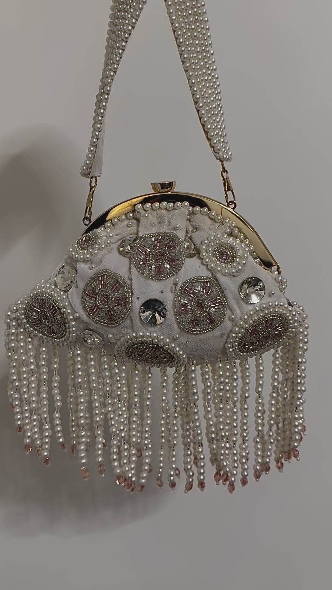 White Circle Beaded Handbag