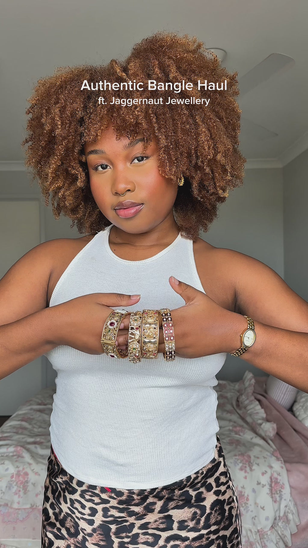 Gold Maroon and Silver Flower Bangle