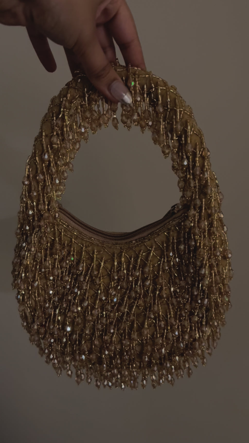 Gold Round Beaded Handbag