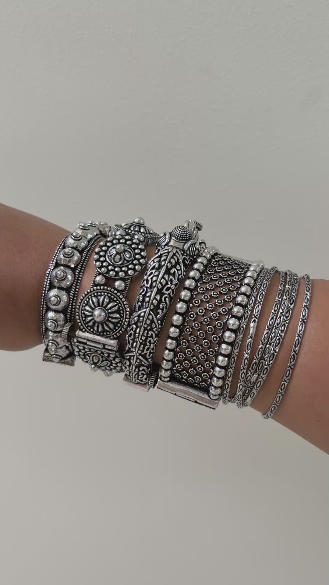 Silver Bangle Stack