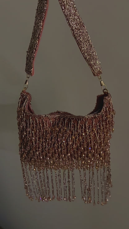 Pink Beaded Handbag (Tassels)