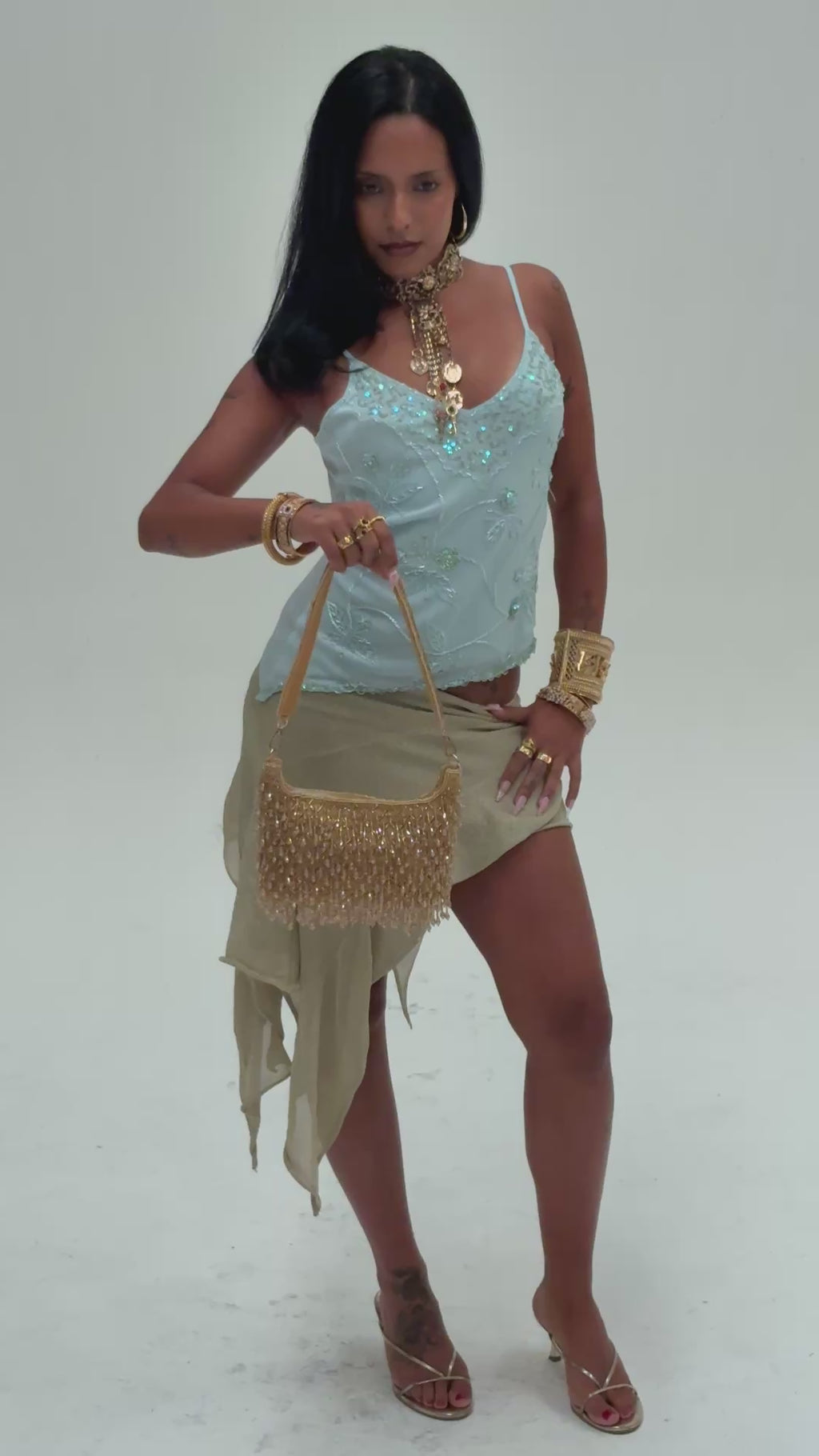 Gold Beaded Handbag